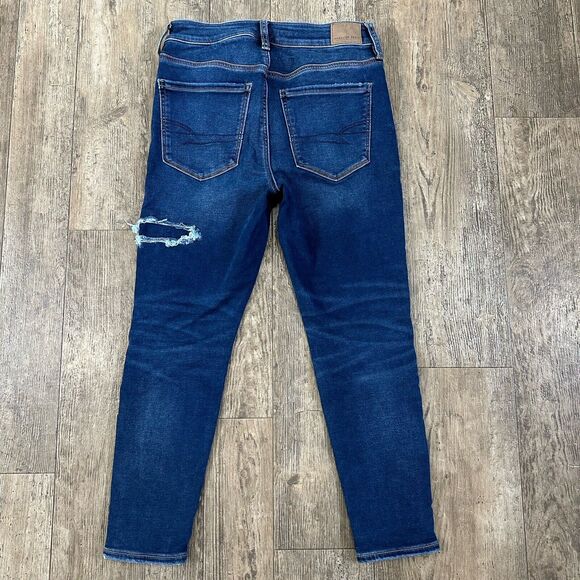 American Eagle HI RISE JEGGING Size 8 X Short Distressed Jeans Denim Pants 28x24 - Picture 2 of 14